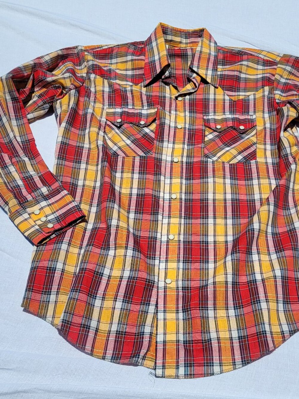 Vintage Dee Cee Brand Shirt Men's Plaid Pearl Snap Western USA